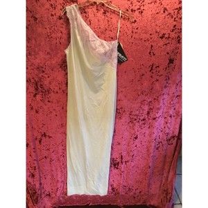Vintage nightgown maxi dress kaftan mumu nwt one shoulder Formfit MD mint purple